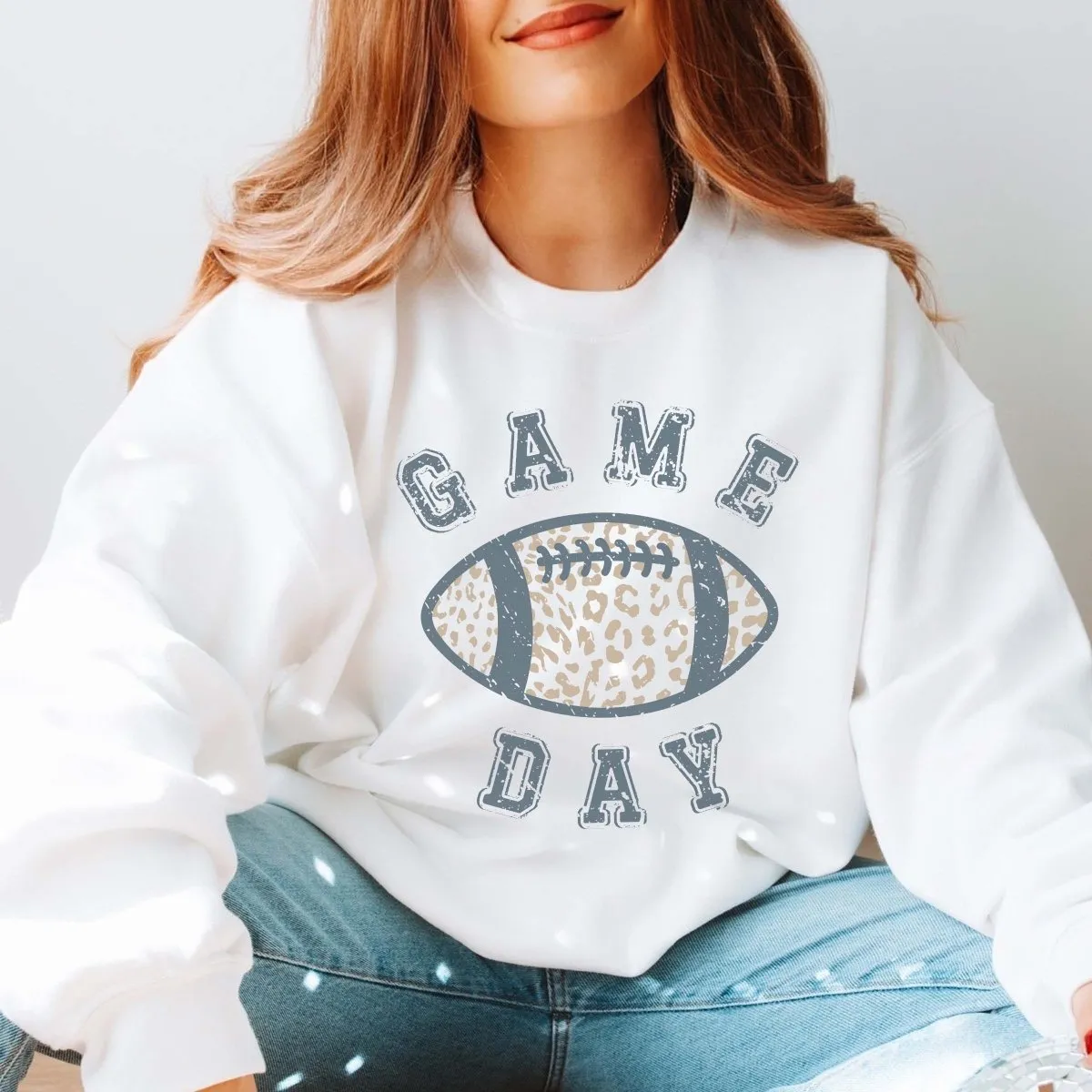 Game Day Leopard Football Wholesale Sweatshirt - Quick Shipping