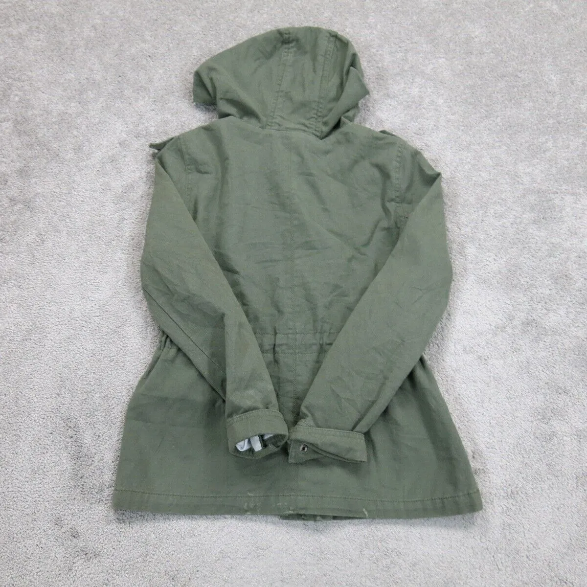 Gap Womens Hooded Trench Coat Full Zip Up Long Sleeve Pockets Green Size X Small