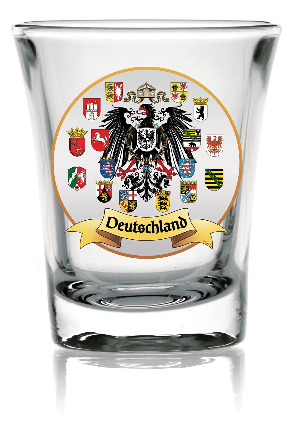 Glass Beer Boot Shot Glass Germany Medieval Eagle & Coat of Arms