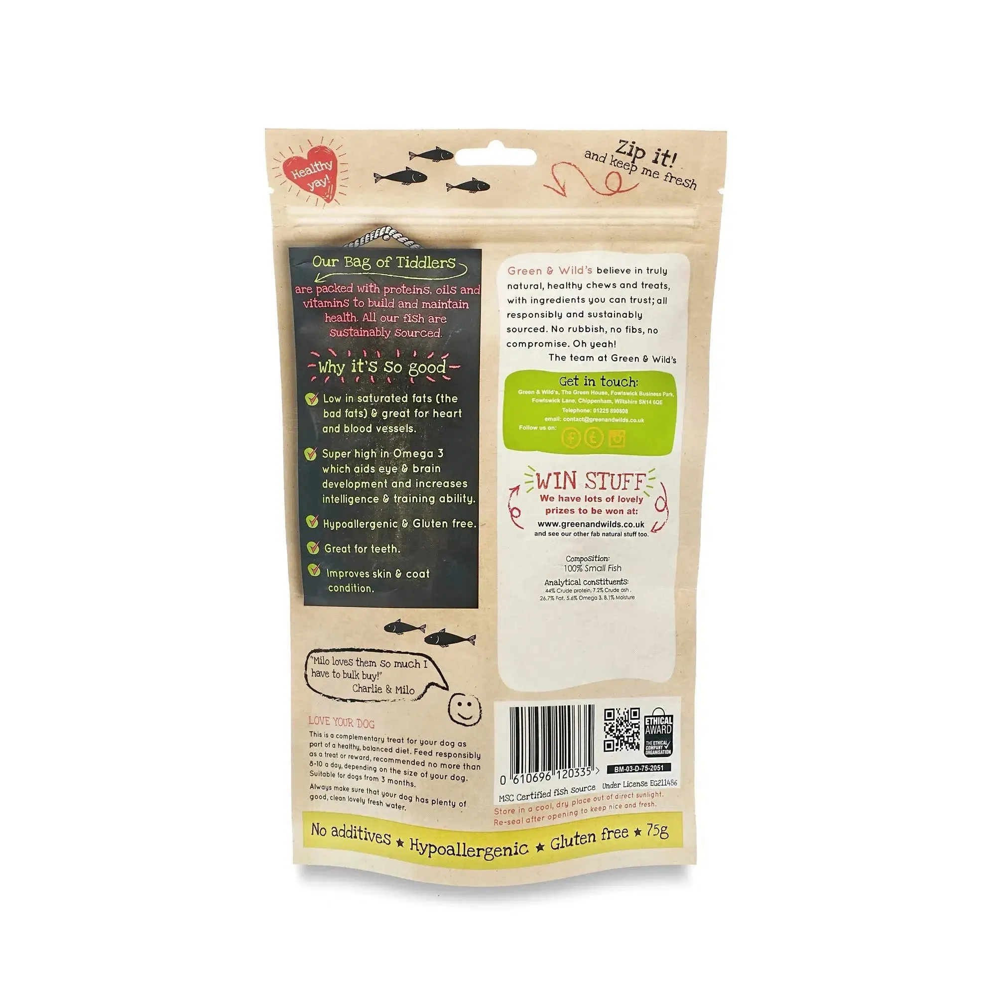 Green & Wilds | Bag of Tiddlers Dog Treats - 75g