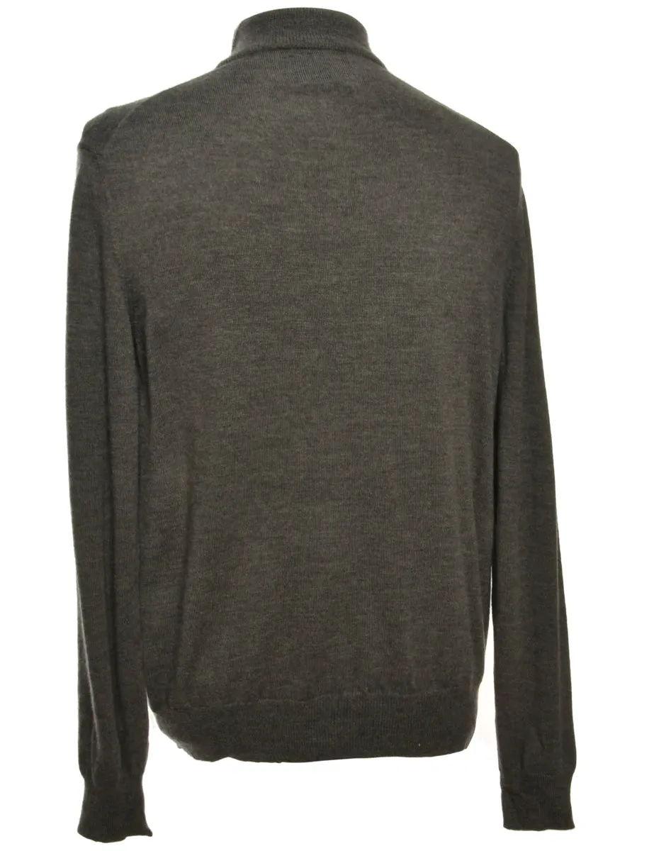 Grey Quarter Zip Jumper - M