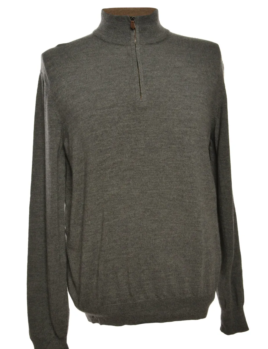 Grey Quarter Zip Jumper - M