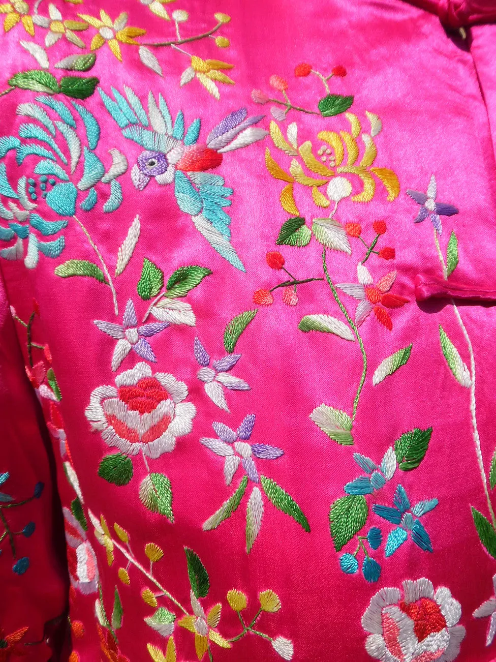 Hand Embroidered Silk Mandarin Evening Coat