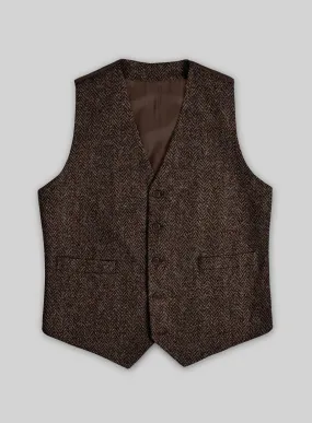 Harris Tweed Dark Brown Herringbone Waist Coat