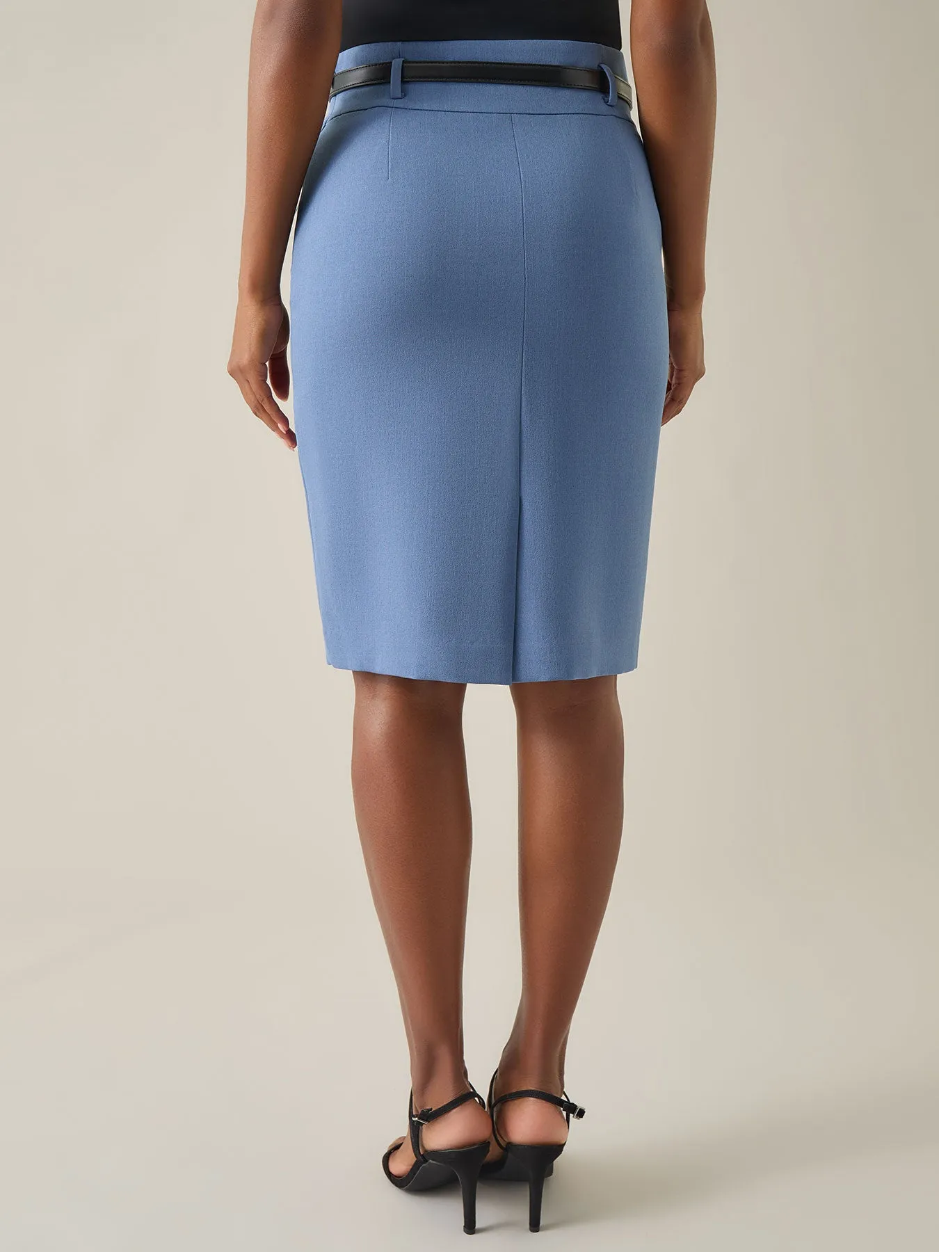 High-Rise Belted Skirt, Iconic Stretch Crepe