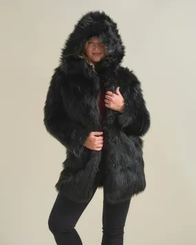 Hooded Women's Faux Fur Coat | Black Wolf