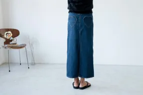 INDIGO HEART POCKET DENIM MAXI SKIRT ( PRE ORDER )