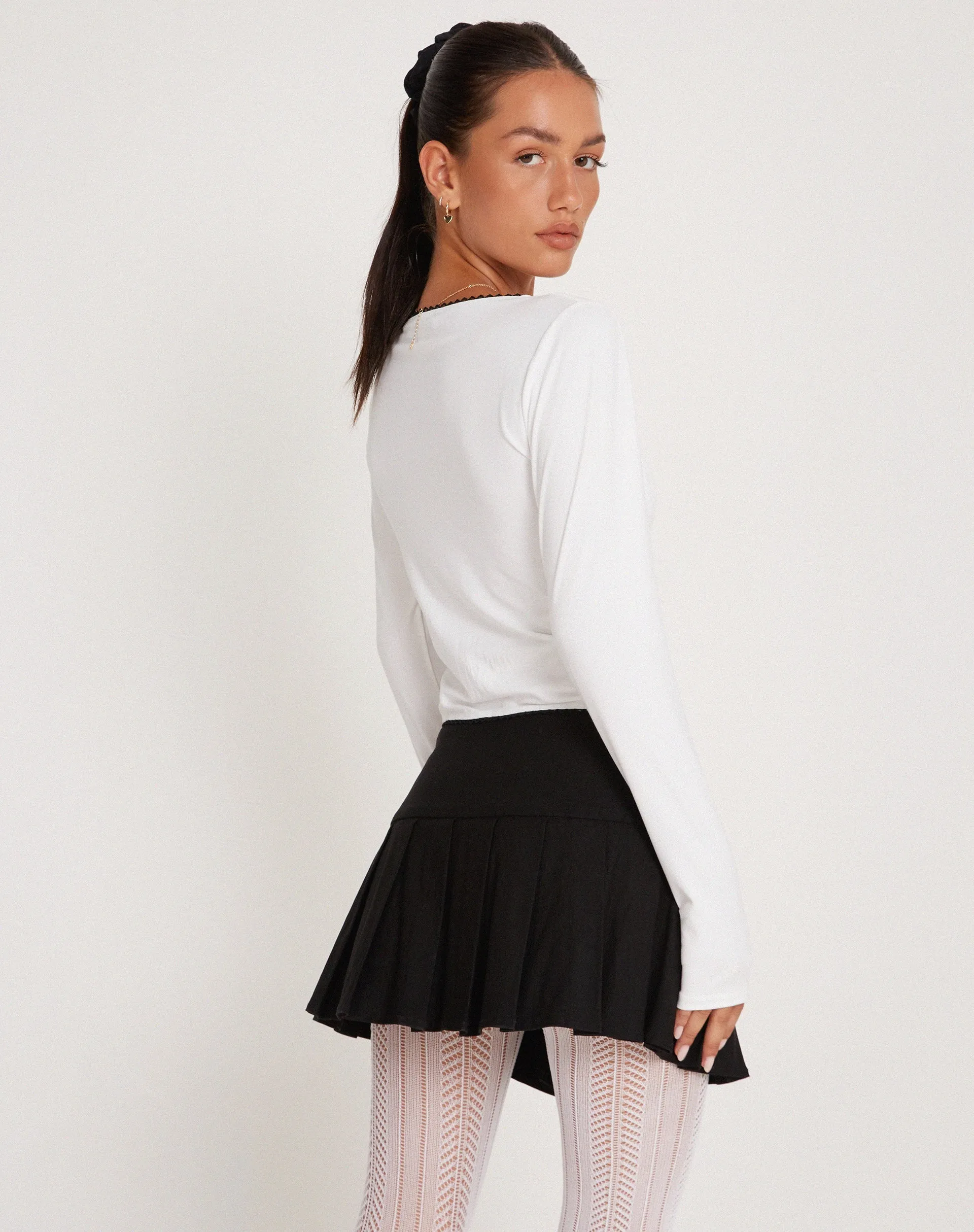 Junie Ballet Long Sleeve Top in Jersey White