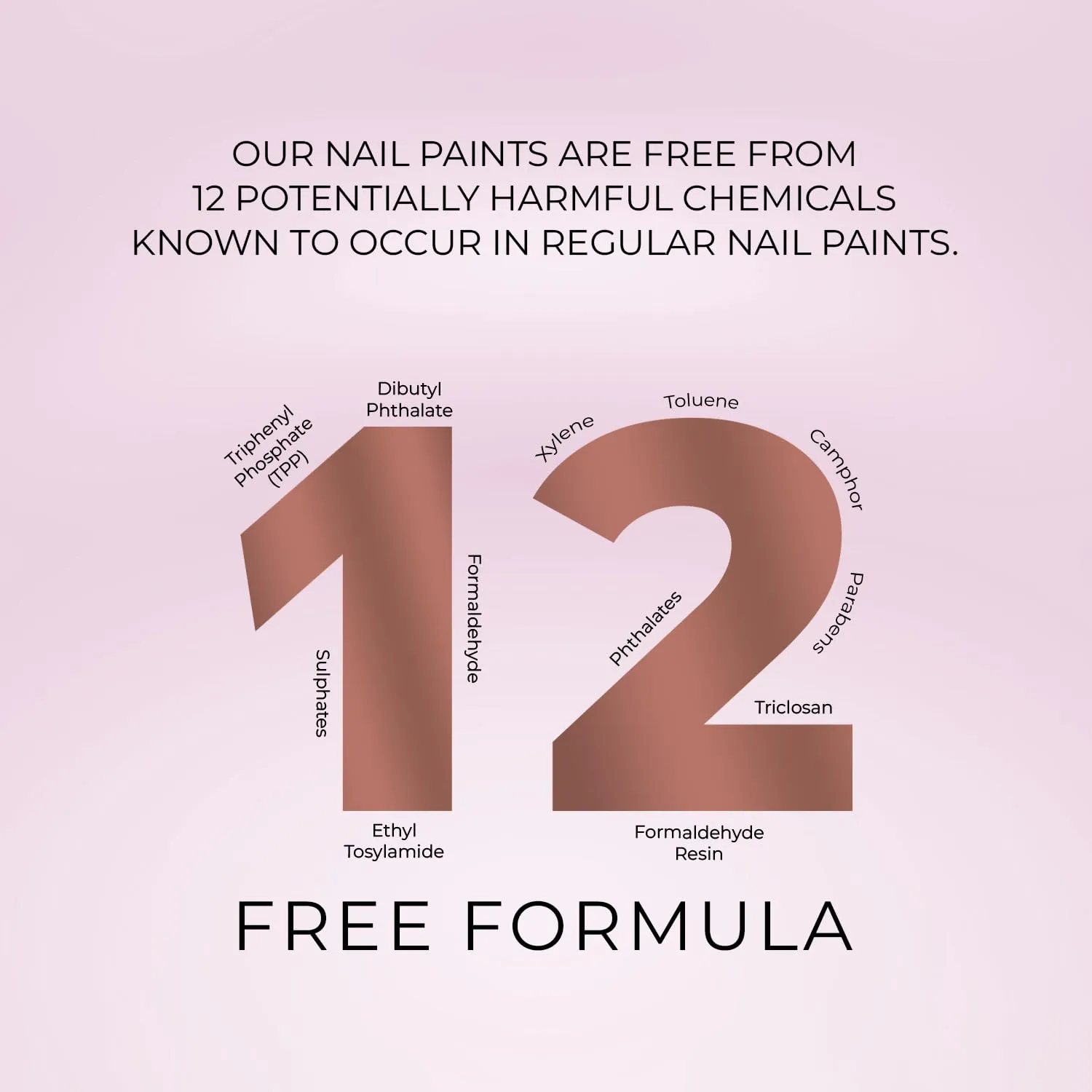 Just Herbs Nail Polish 12 Chemical Free Formula Quick Dry, Glossy Finish and Long Lasting Nail Paints (Rose Gold)