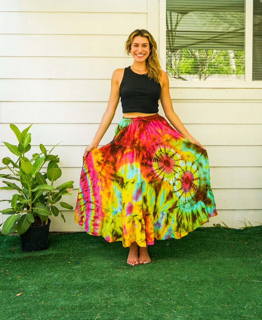 K4292- Hand Dyed Tiered Maxi Hippie Skirt