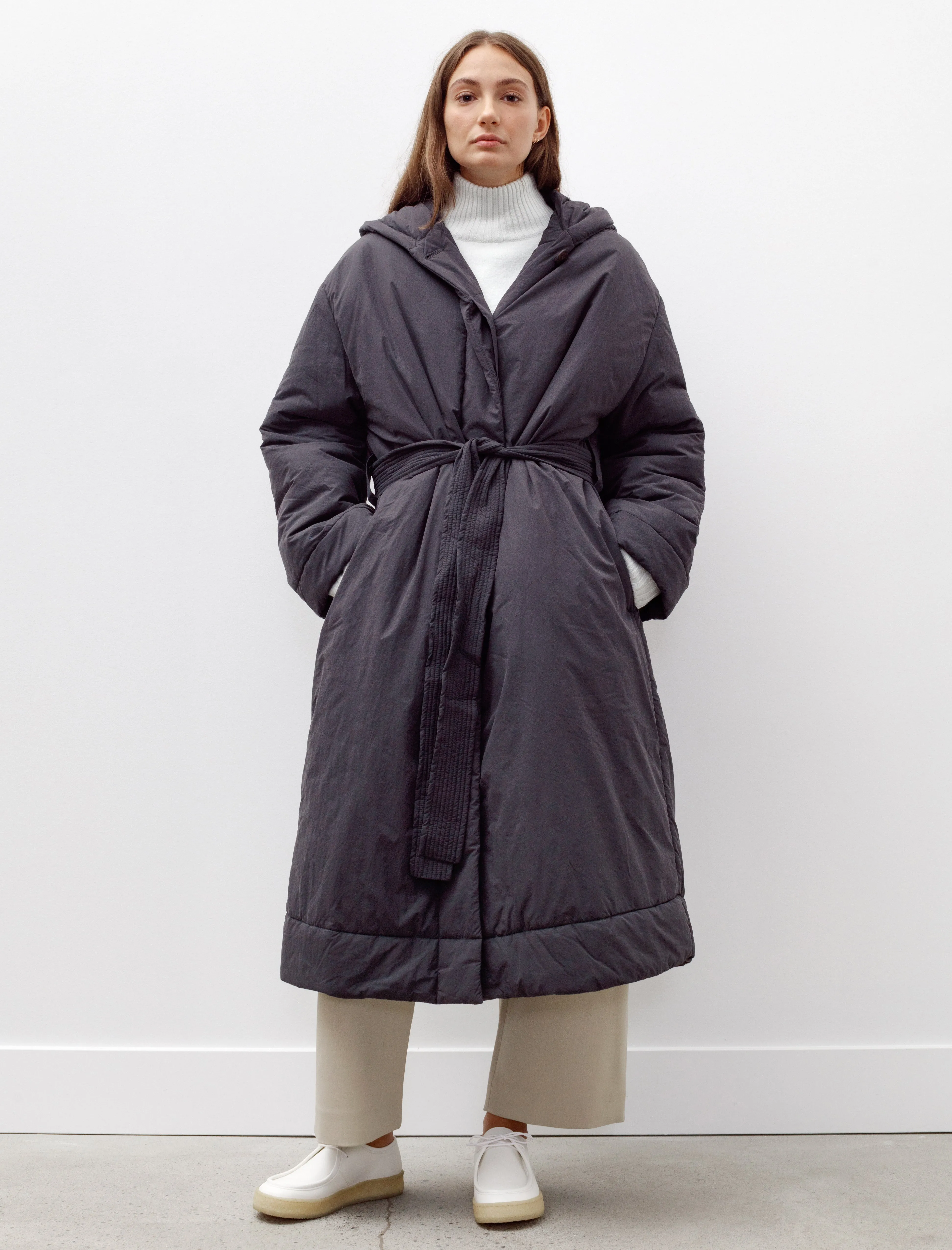 Kariba Belted Wrap Puffer Coat Black