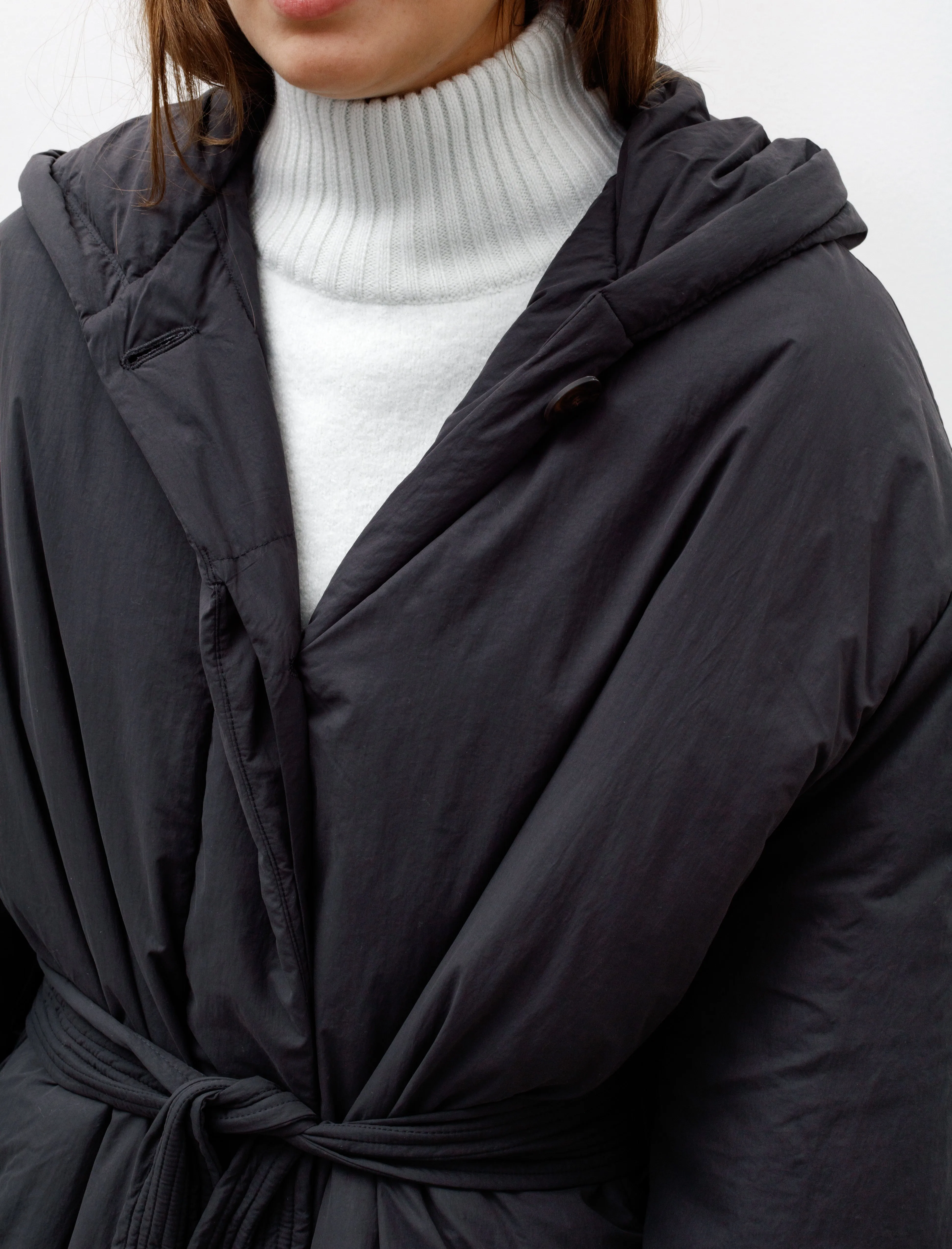 Kariba Belted Wrap Puffer Coat Black