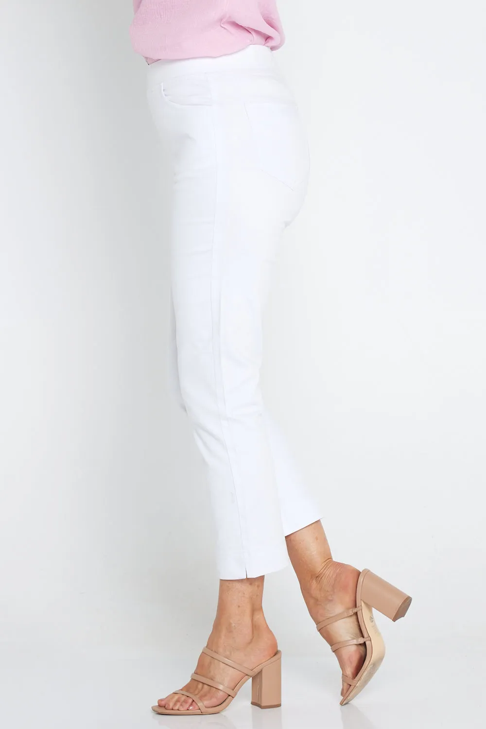 Kayla Pull On 7/8 Stretch Pants - White