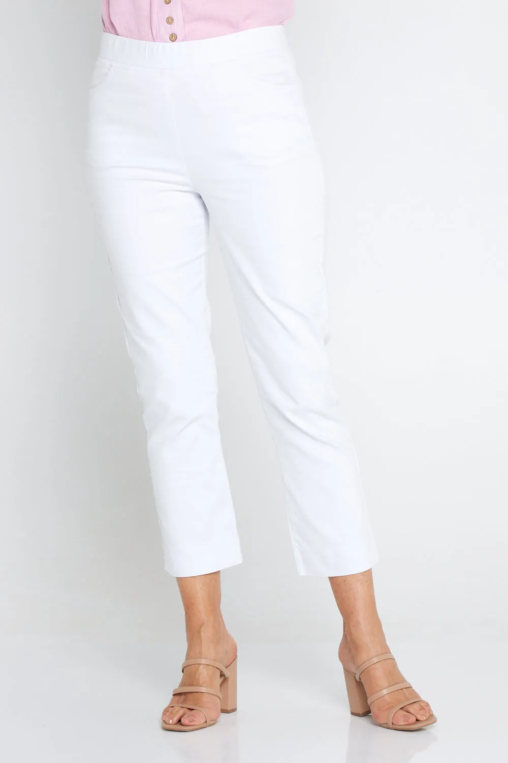 Kayla Pull On 7/8 Stretch Pants - White