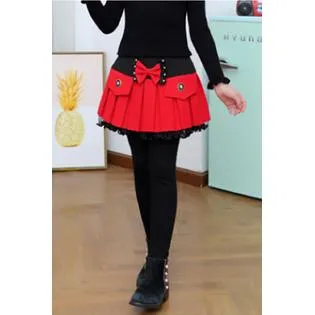 Kids Girls Solid Colored Trendy Skirt Style Superb Autumn Season Outing Leggings - KGLGC54540