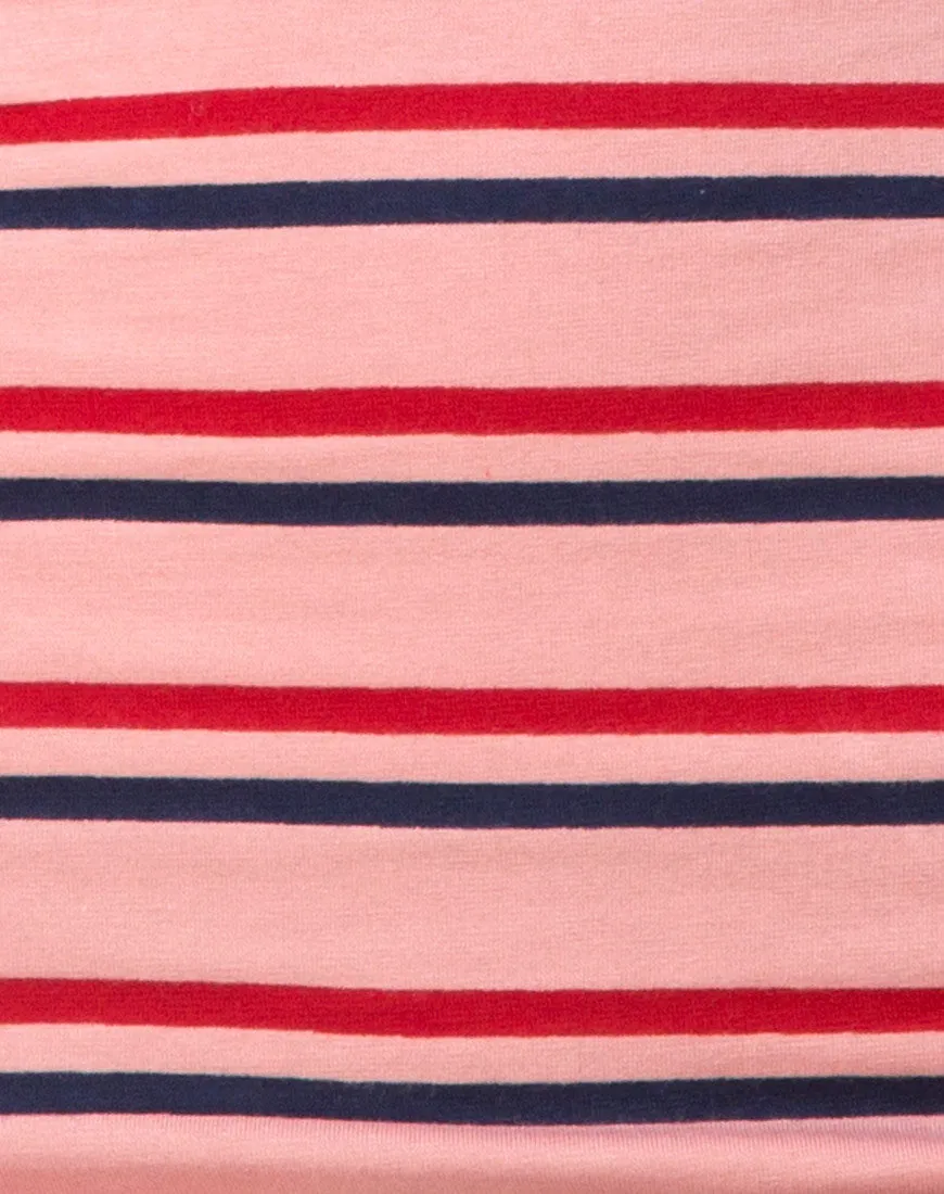 Kimmy Skirt in 70's Stripe Pink Horizontal