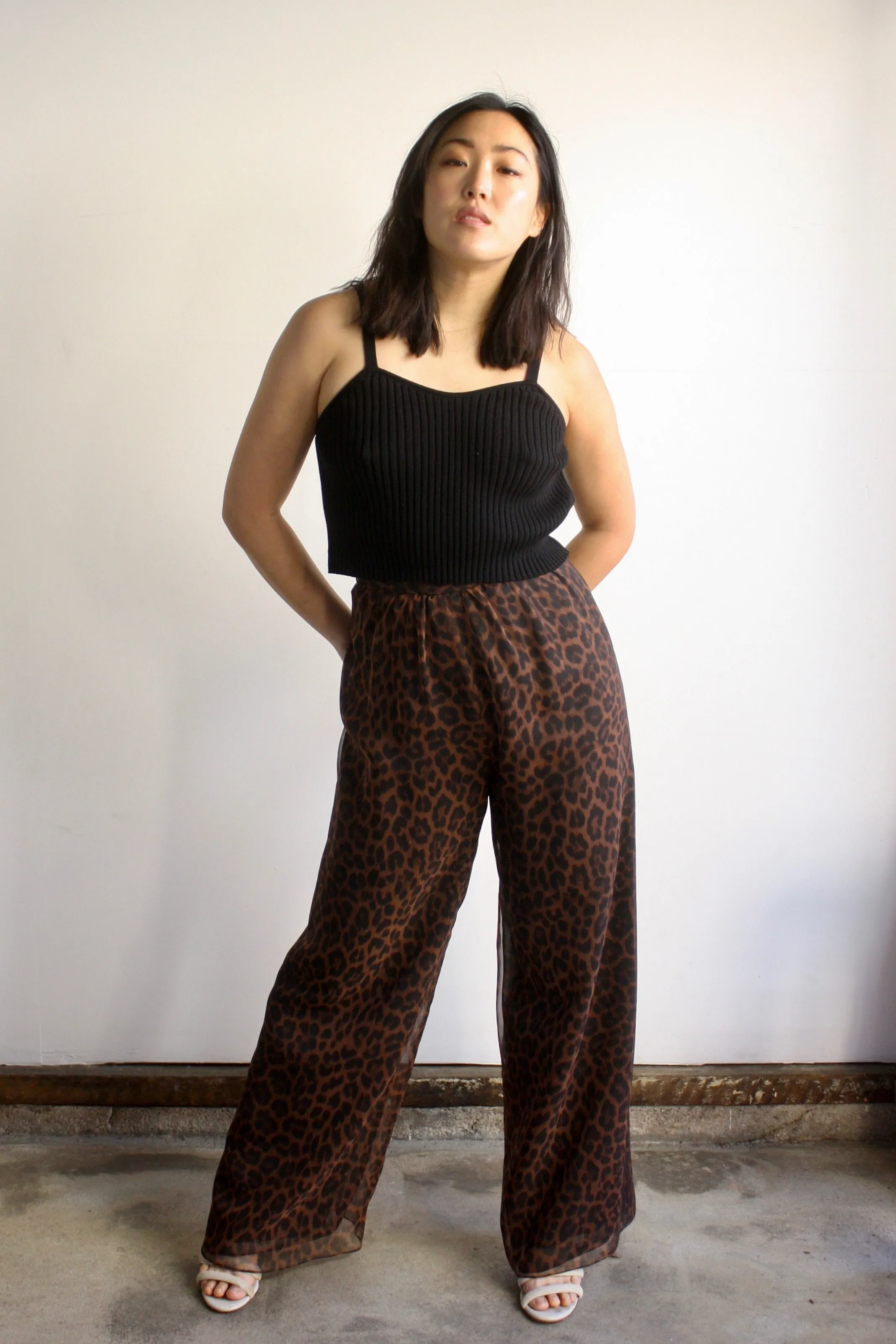 Leopard Sheer Overlay Pants