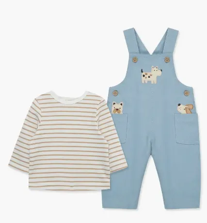 Little Me - Puppies Overall 2-PC Set