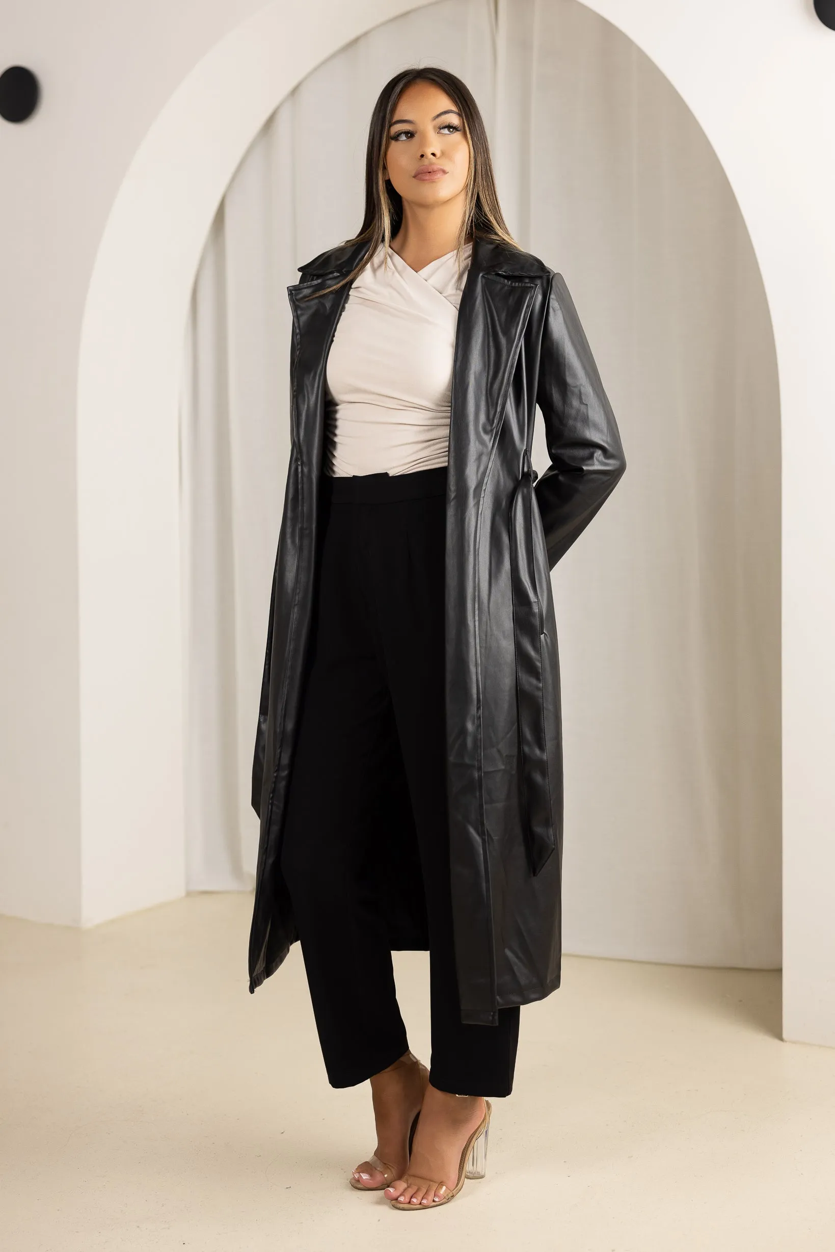 Lola Leather Trench Coat