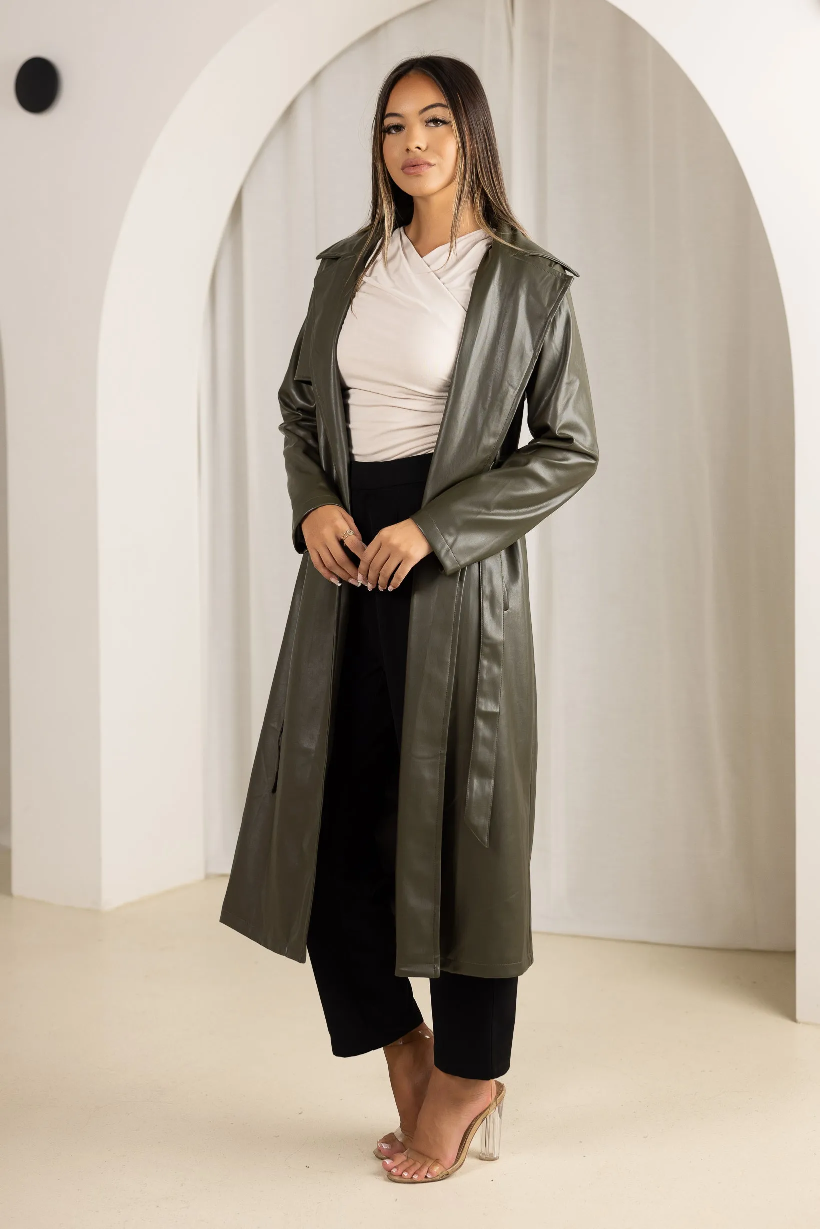 Lola Leather Trench Coat