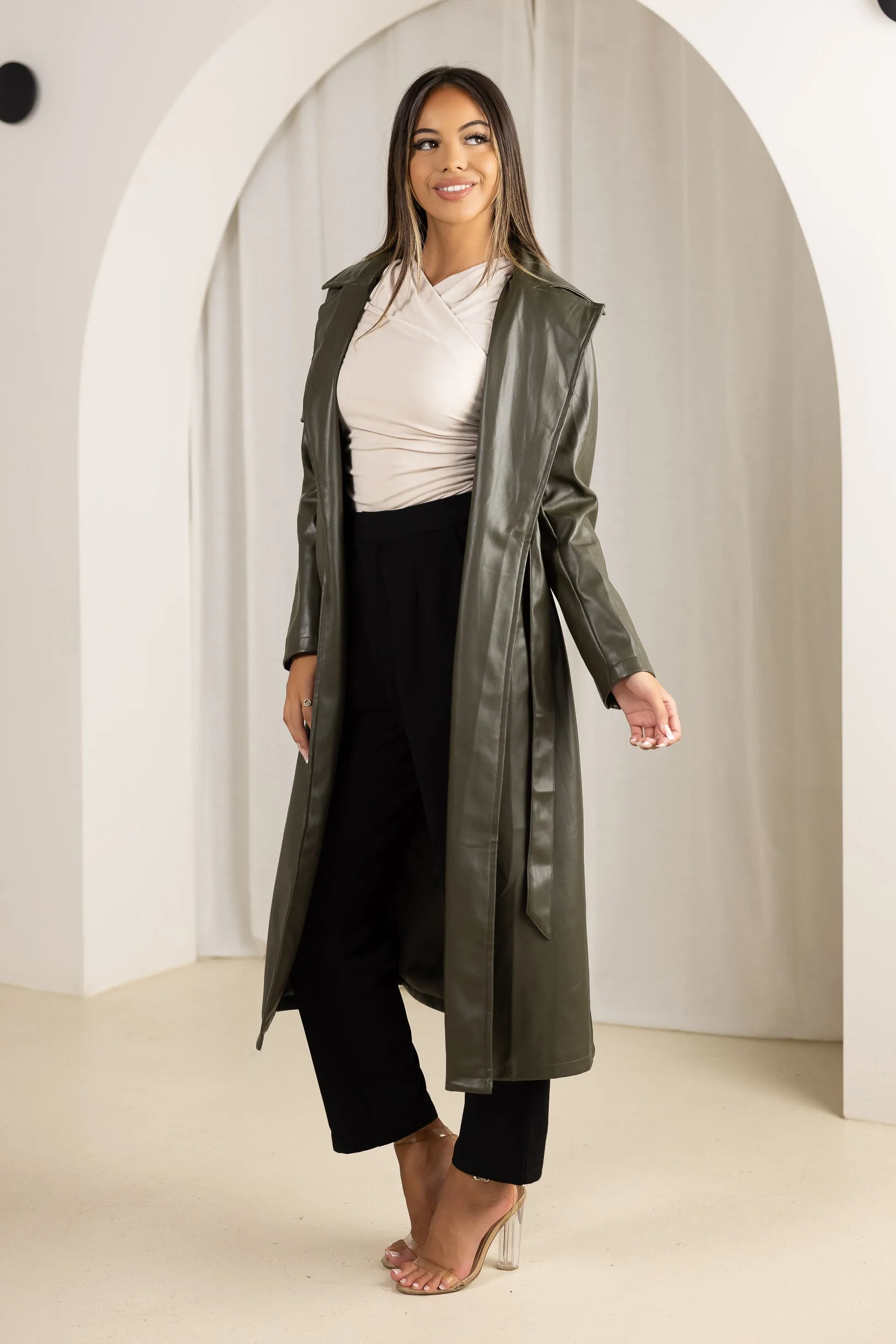 Lola Leather Trench Coat