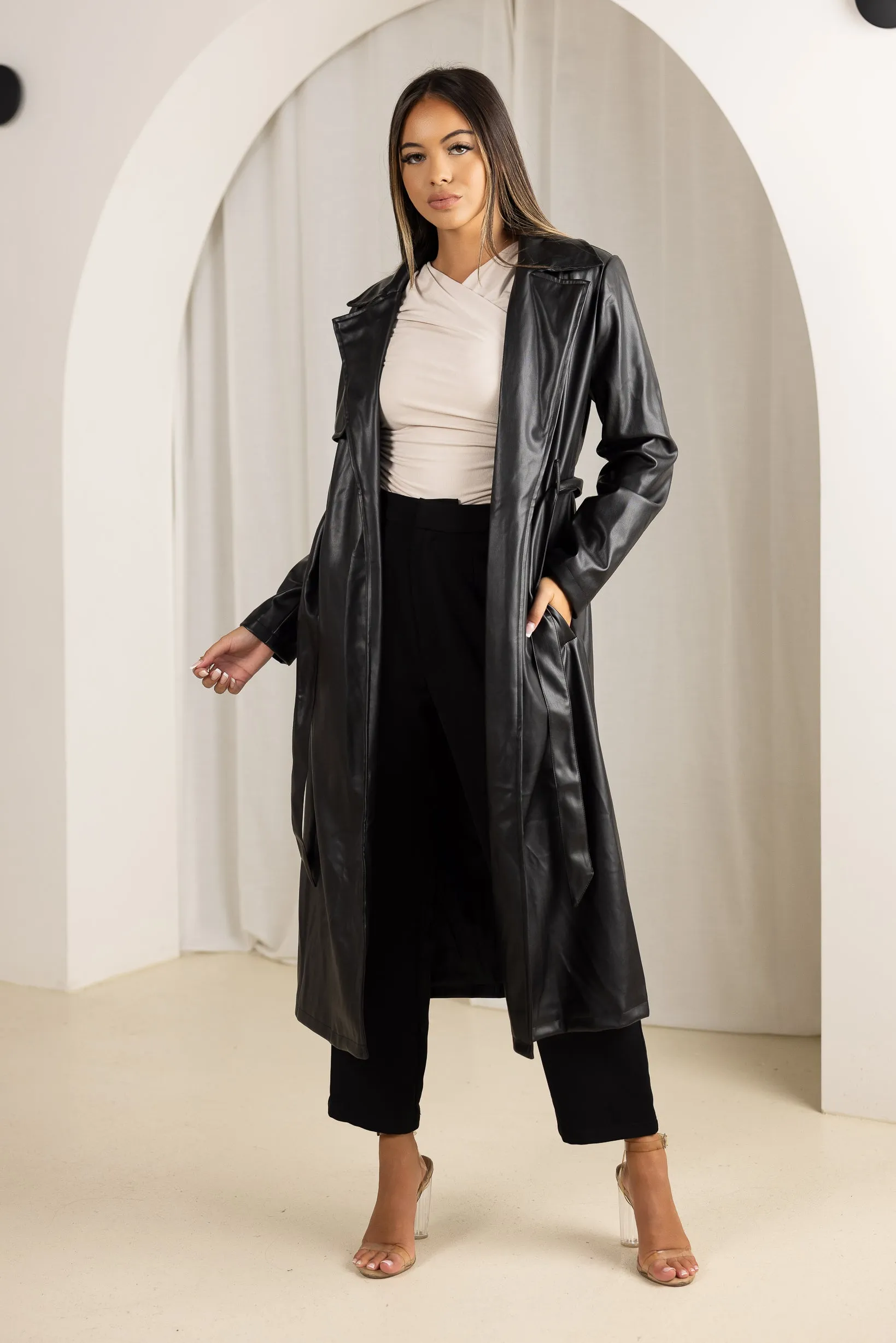 Lola Leather Trench Coat