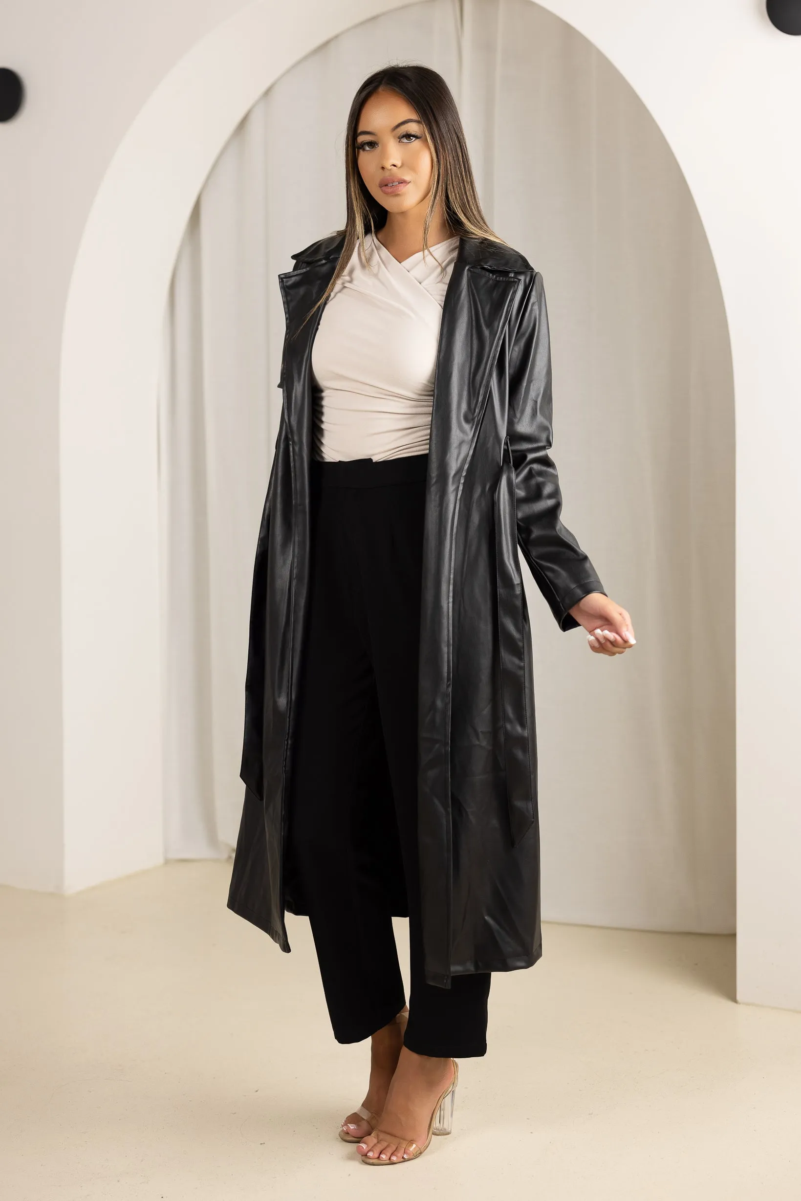 Lola Leather Trench Coat