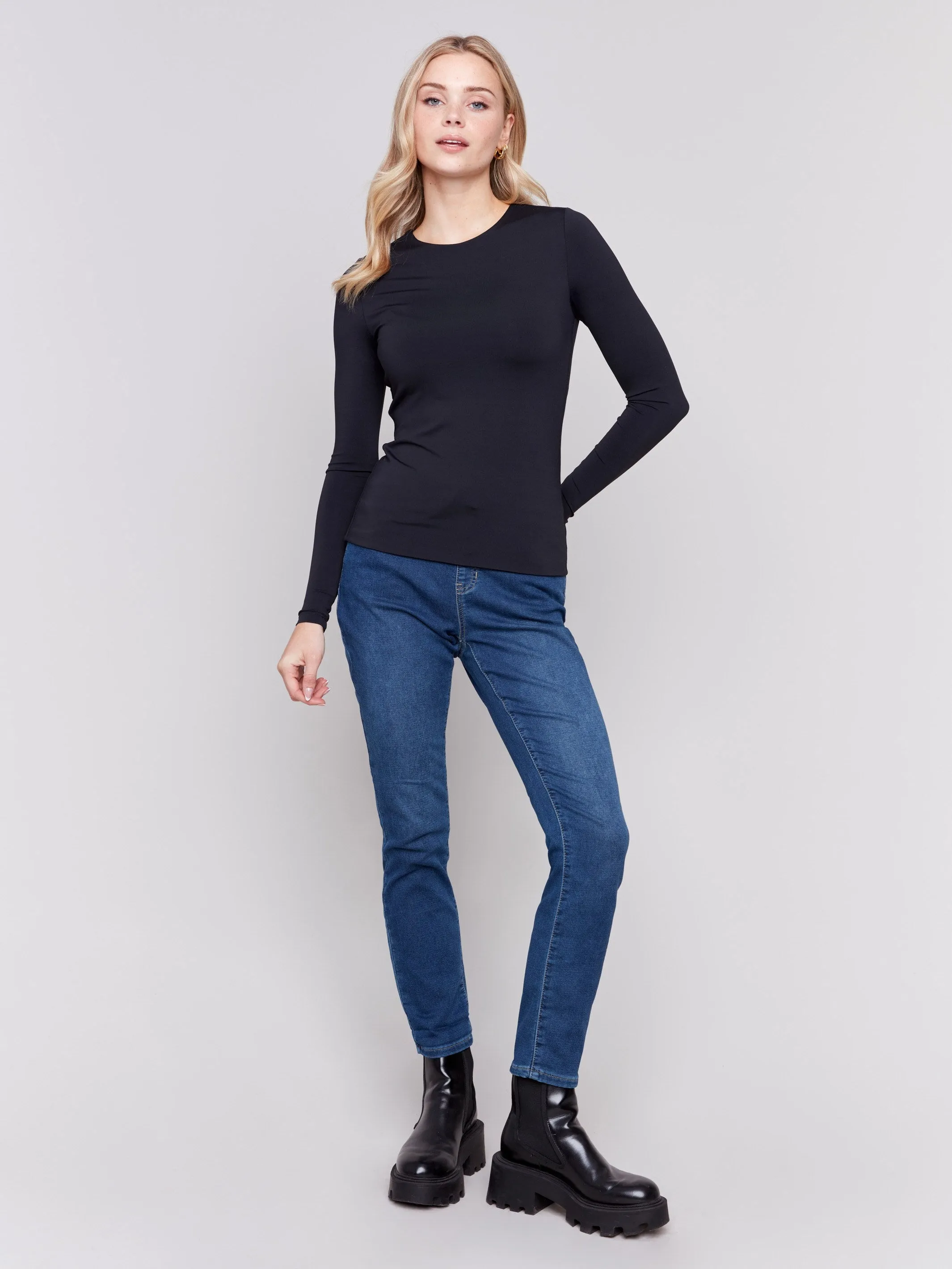 Long Sleeve Super Stretch Top - Black