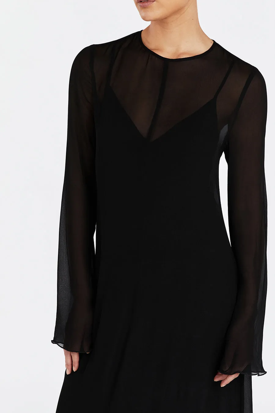 MARI BLACK LONG SLEEVED DRESS