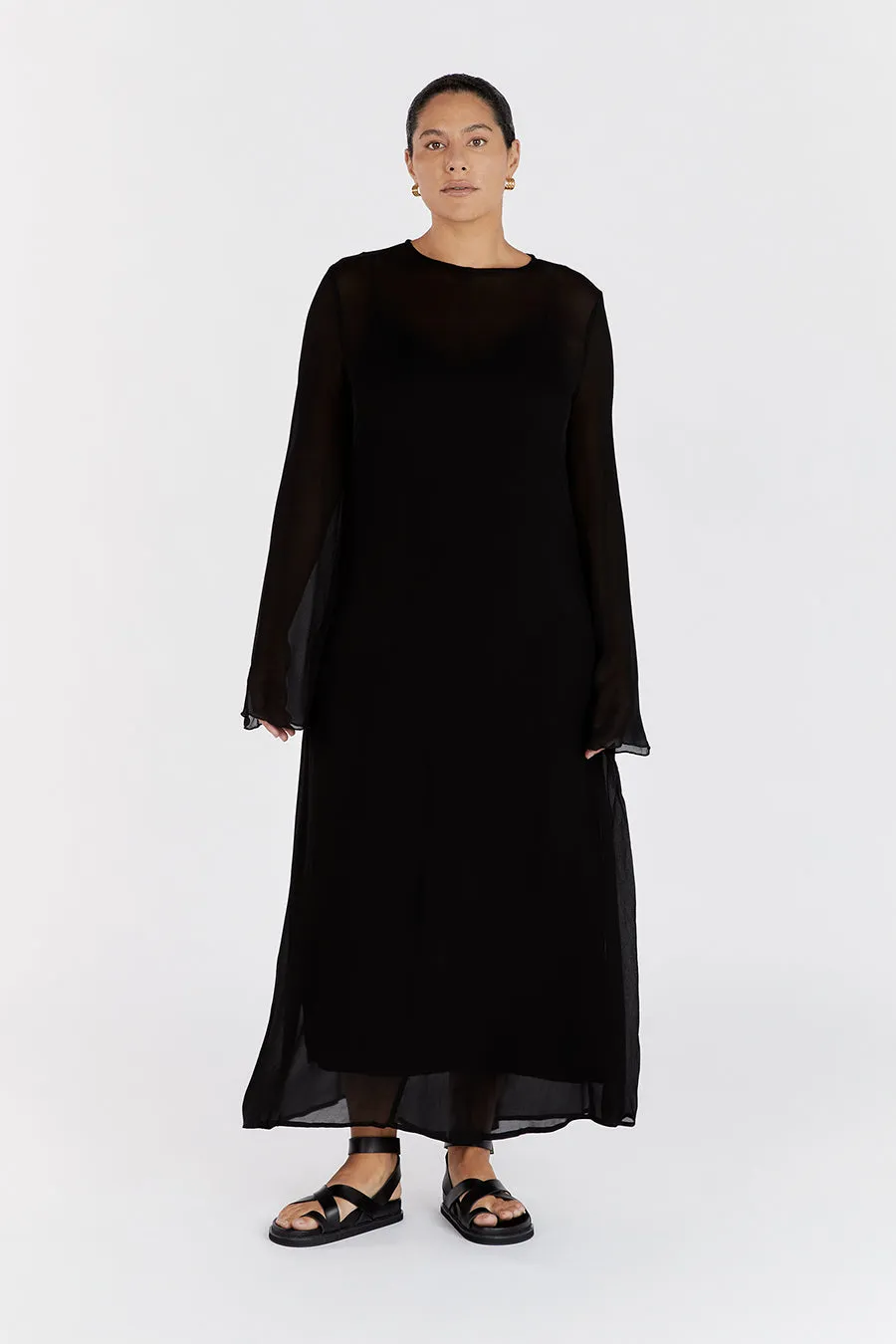 MARI BLACK LONG SLEEVED DRESS