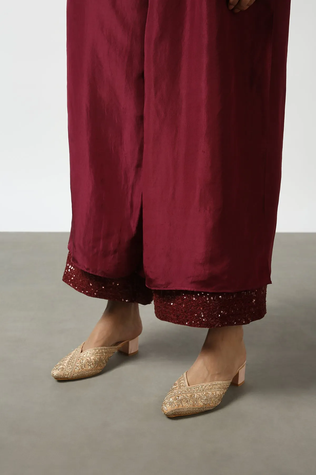 Maroon Double Layer Sequenced Pant