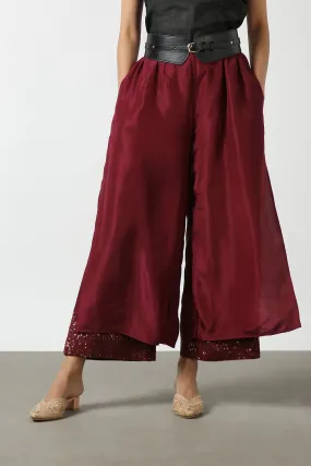 Maroon Double Layer Sequenced Pant