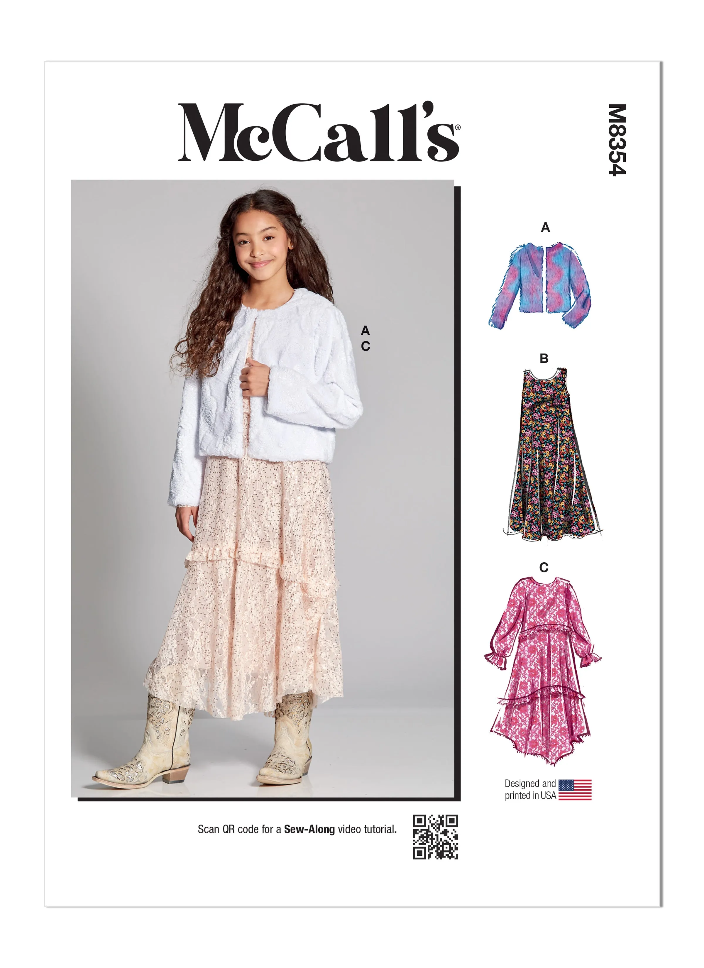 McCall's Pattern M8354 Girl Dress Slip Dress & Jacket