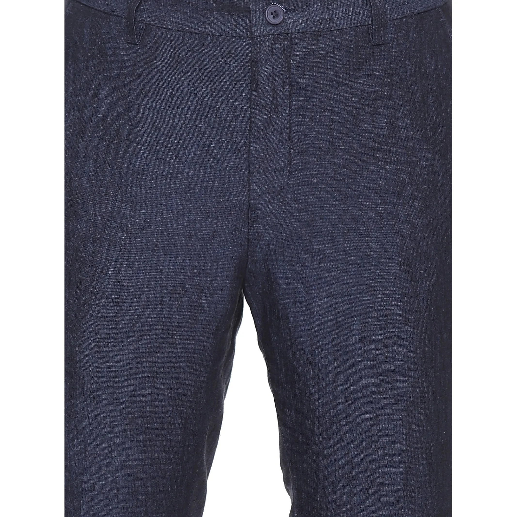 Men Linen Trim Fit Pant Greyish Blue - LP46