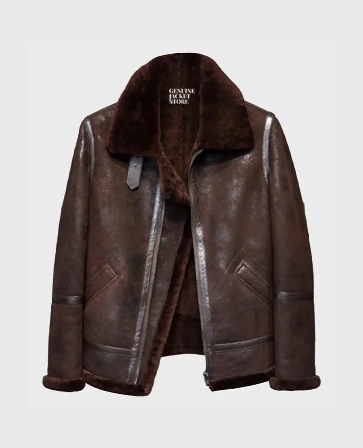 Men's B3 Flying Aviator Pilot Shearling Brown Jacket