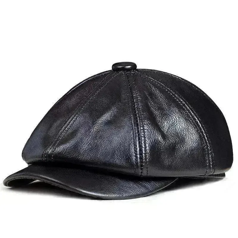 Men's Dome Top Layer Cowhide Octagonal Hat