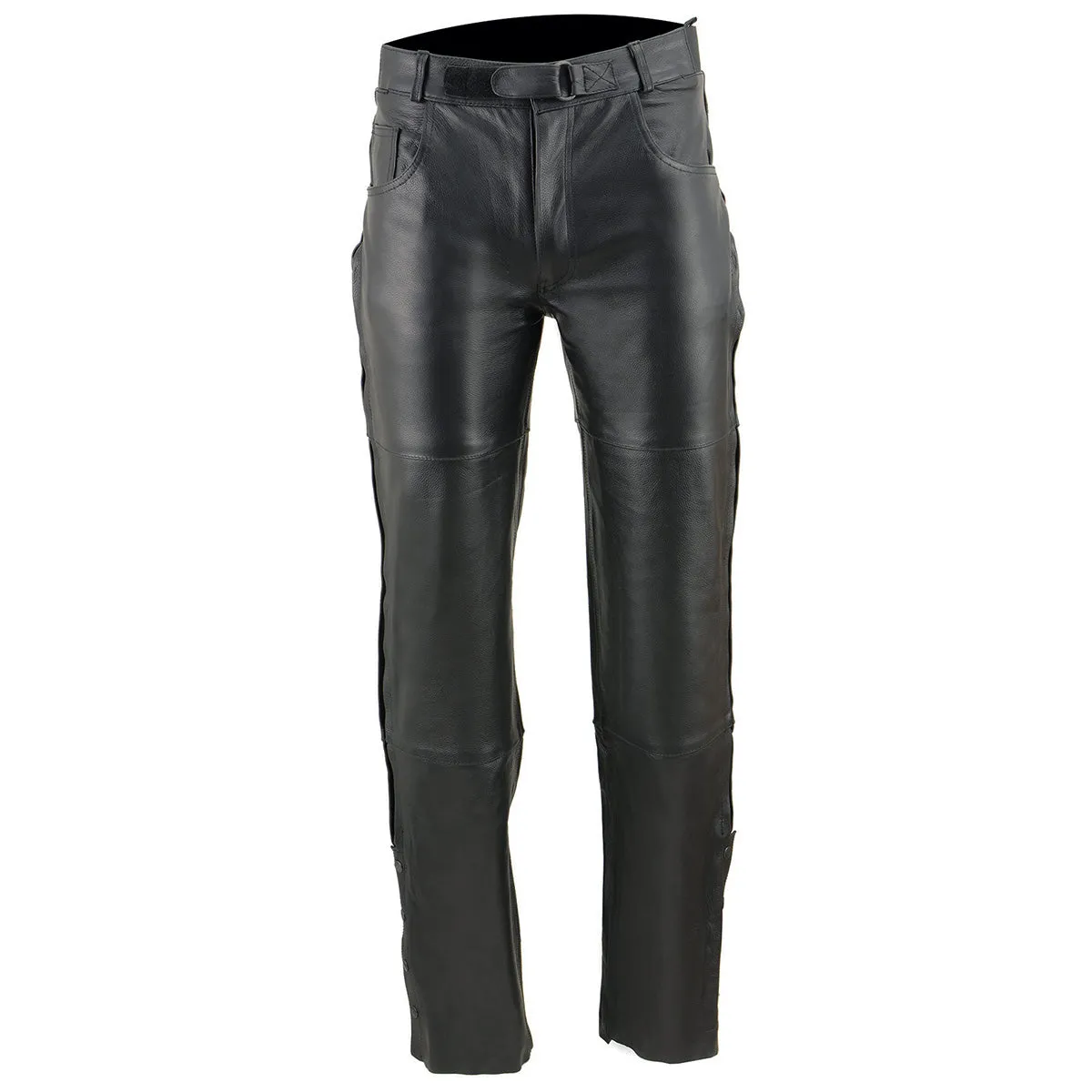 Milwaukee Leather SH1150 Men's Black Leather Motorcycle Over Pants with Jean Style Pockets