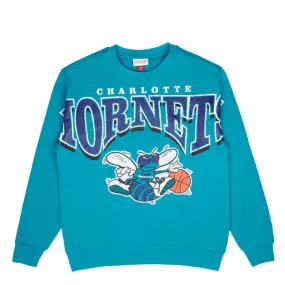 Mitchell & Ness Charlotte Hornets Retro Fashion Fleece Crewneck Teal