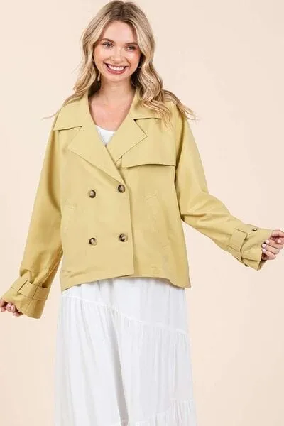 Mittoshop Double Breasted Long Sleeve Trench Coat Jacket