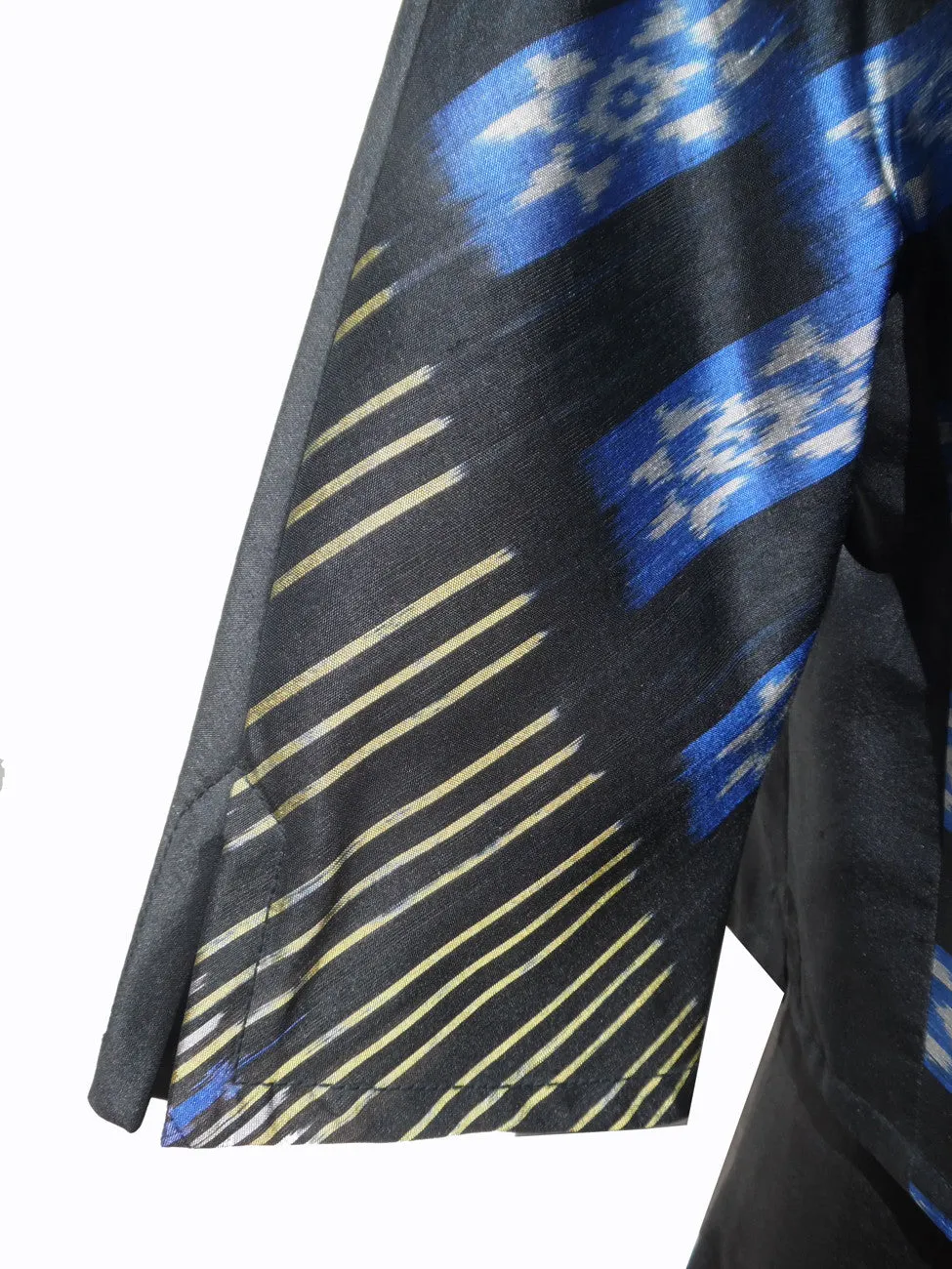 Modern Ikat Couture Cut Jacket Black And Cobalt