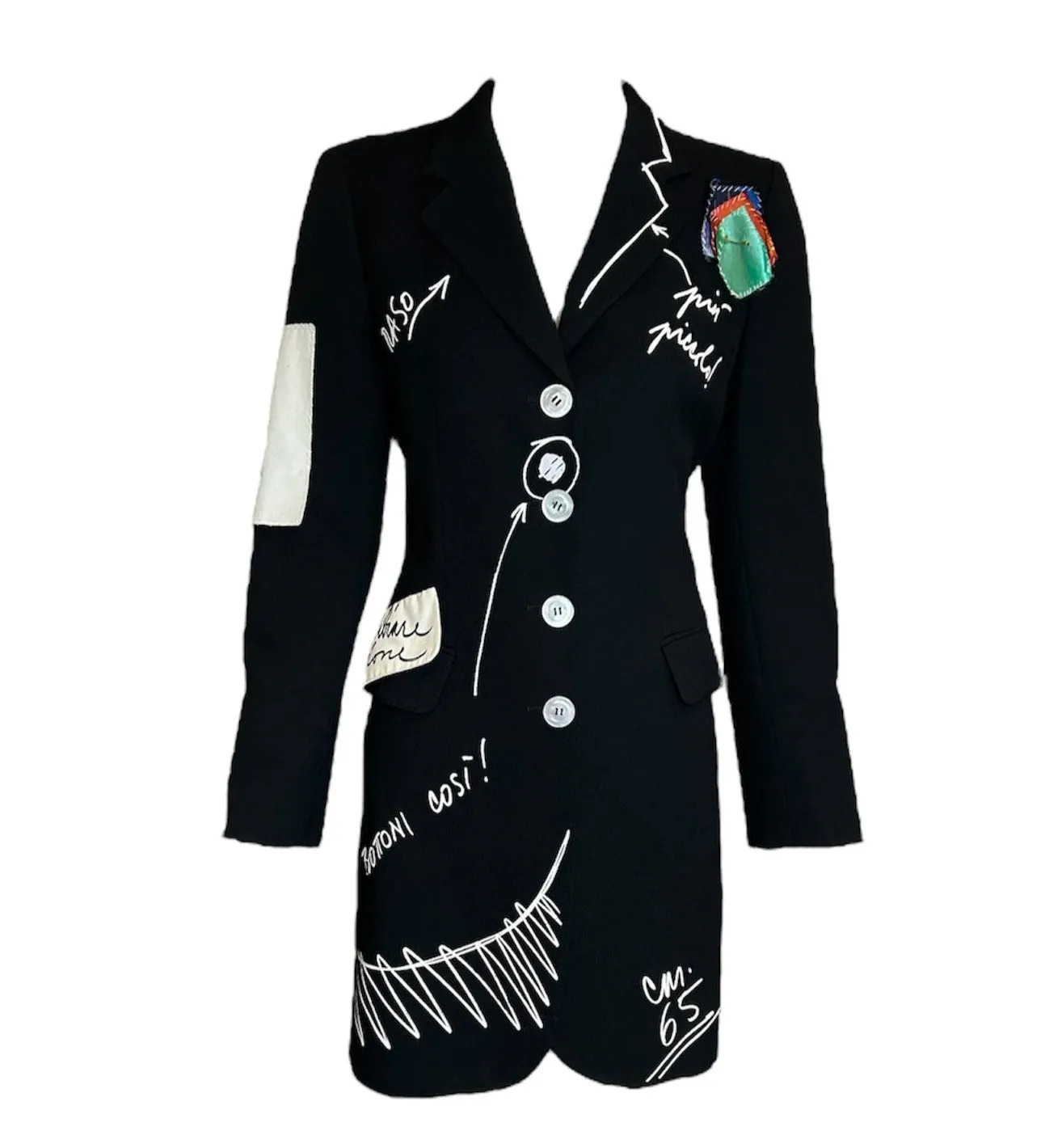 MOSCHINO Couture Whimsically Notated Designer's Coat