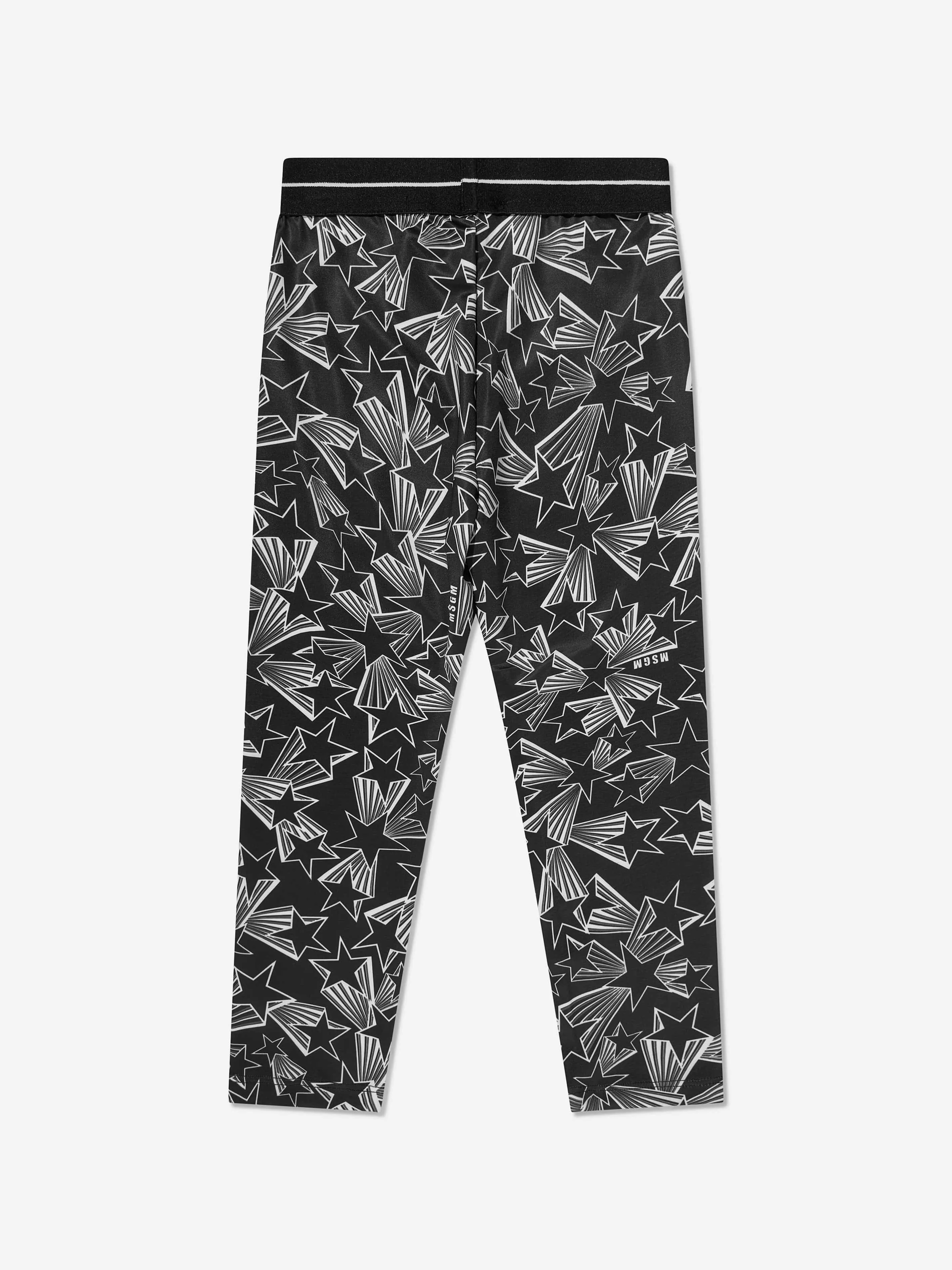 MSGM Girls Star Leggings in Black