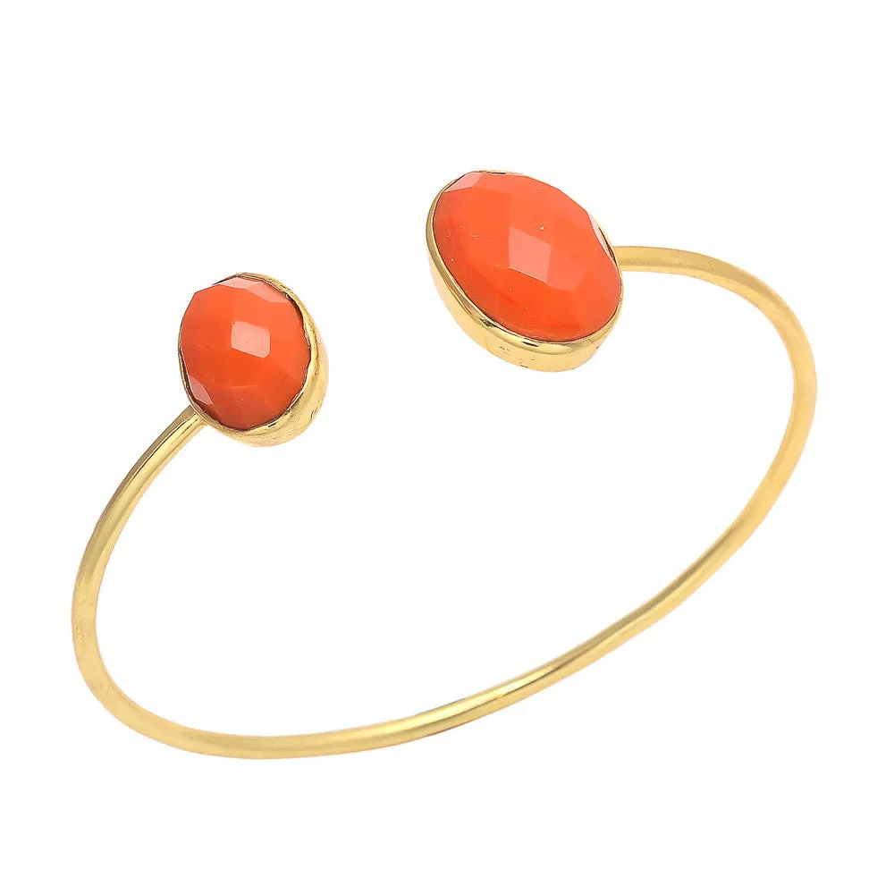 New York - Gold and Orange Chalcedony Cuff Bracelet