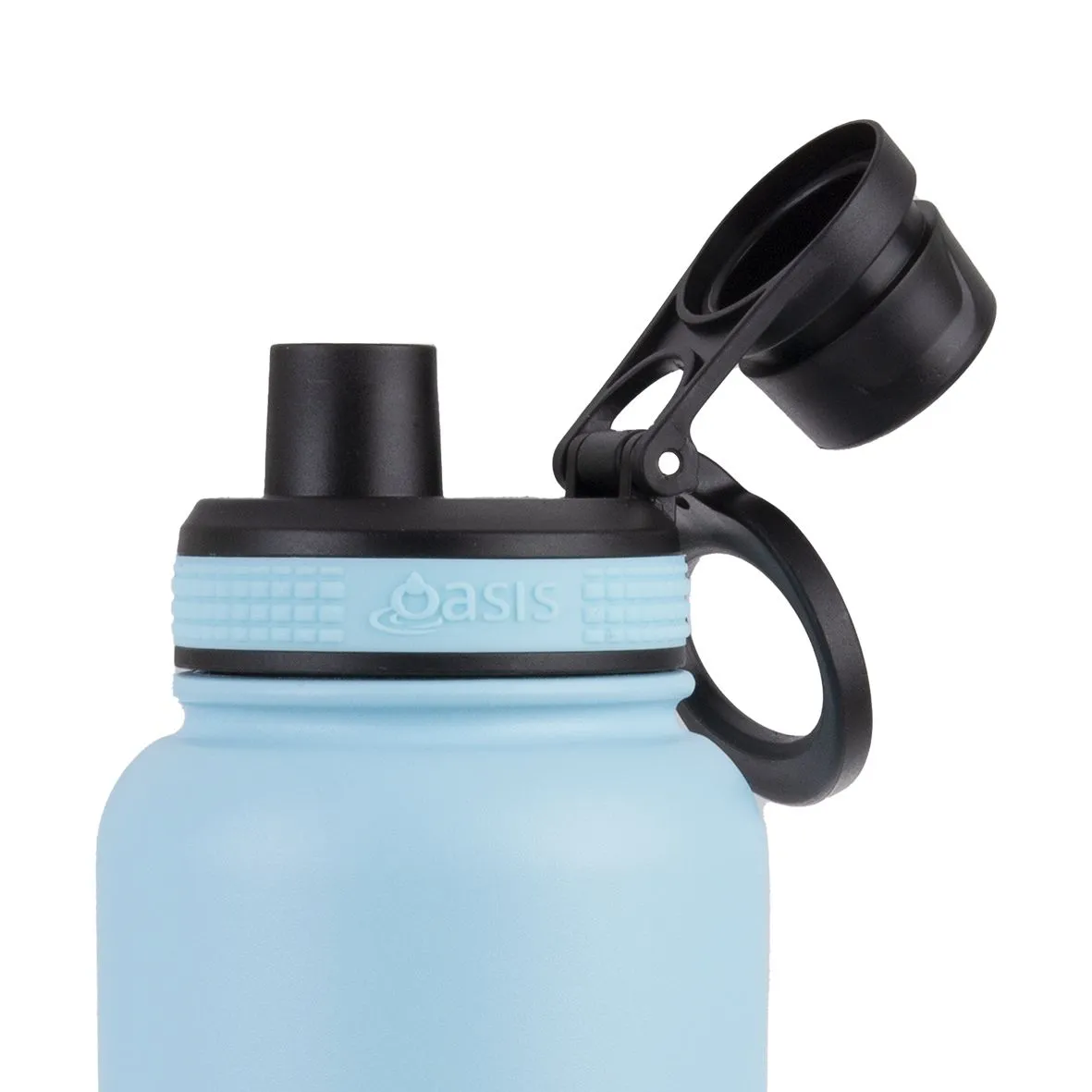 Oasis Stainless Steel Double Wall Insulated "Challenger" Sports Bottle Screw Cap 1.1L - Island Blue