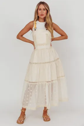 Odeyah Lace Trim Overall Dress Champagne