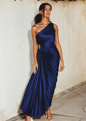 Olympia Pleated Maxi Dress- Midnight Navy