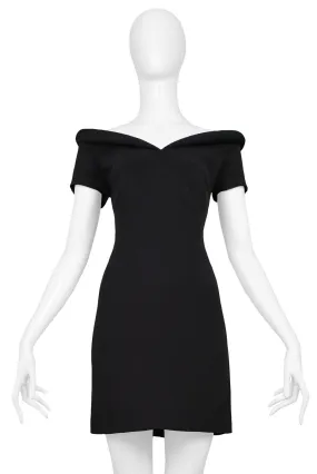 OZBEK BLACK FUTURISTIC MINI DRESS WITH PADDED NECKLINE