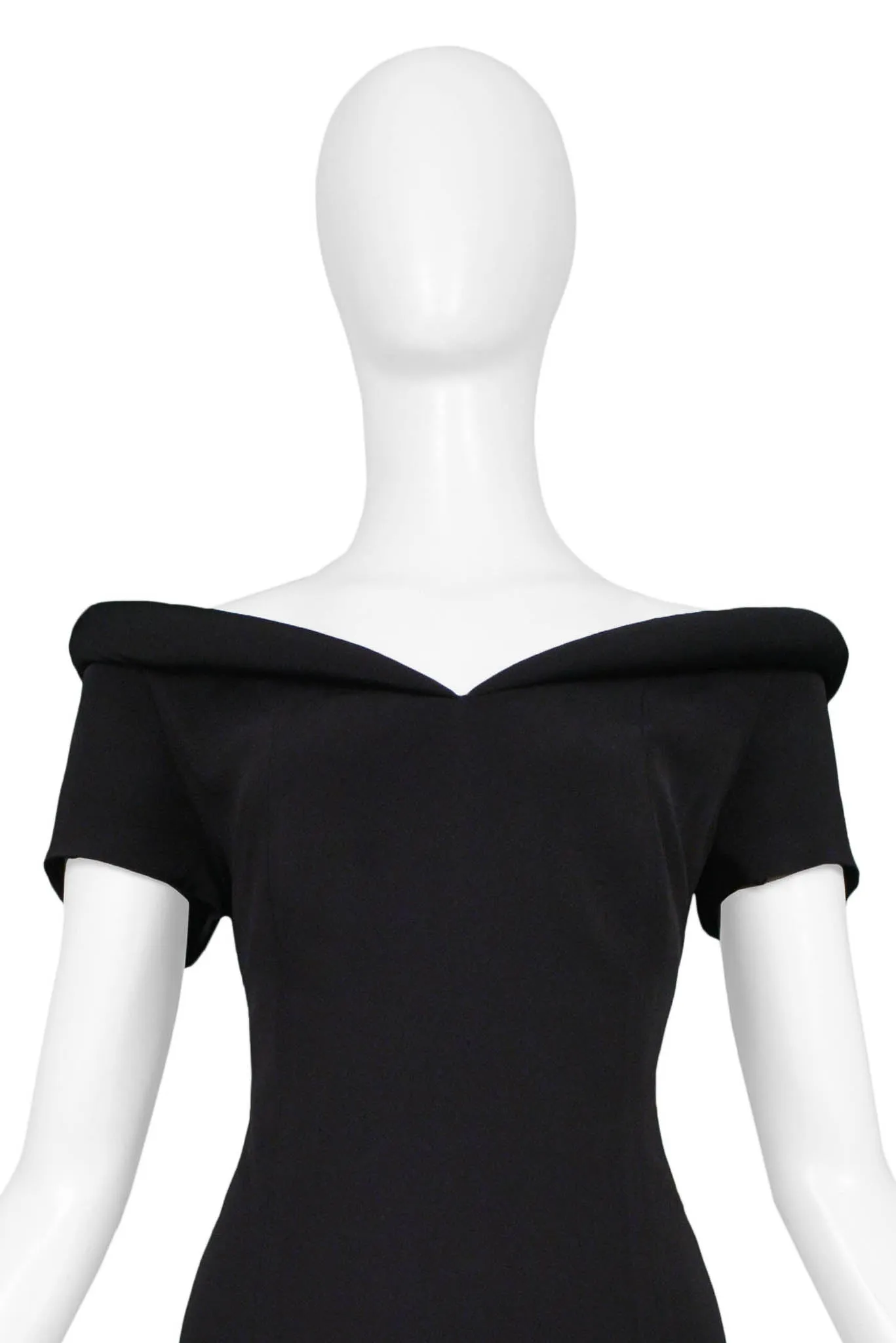 OZBEK BLACK FUTURISTIC MINI DRESS WITH PADDED NECKLINE