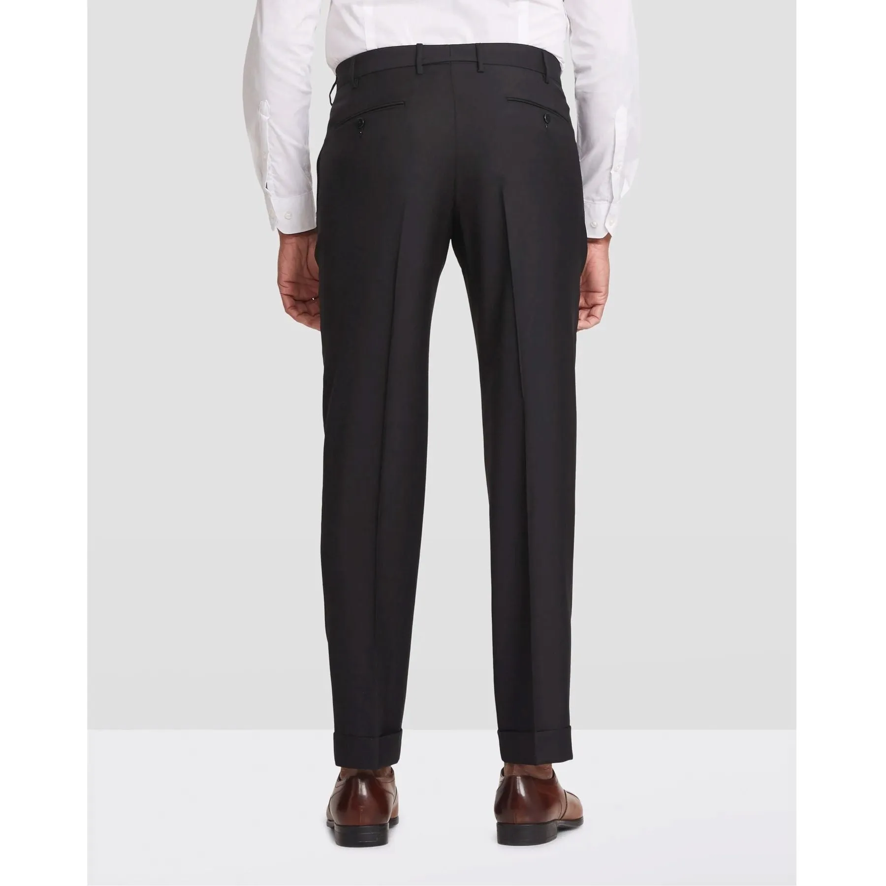 Parker Flat Front Stretch Wool Trouser in Black (Modern Straight Fit) by Zanella