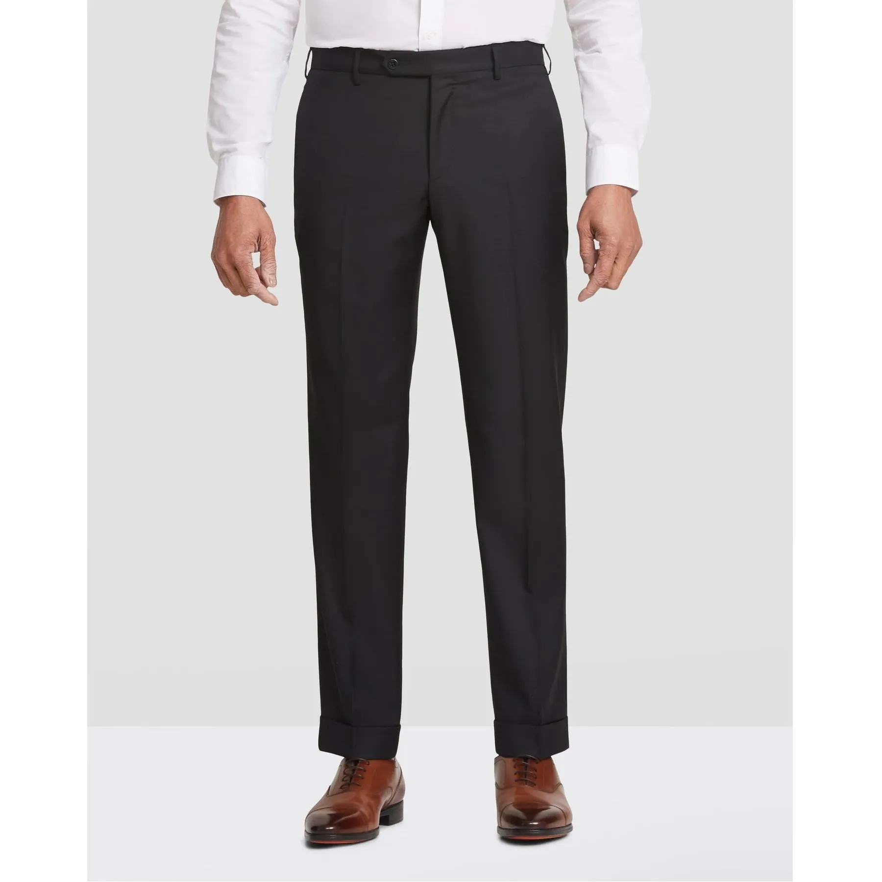 Parker Flat Front Stretch Wool Trouser in Black (Modern Straight Fit) by Zanella